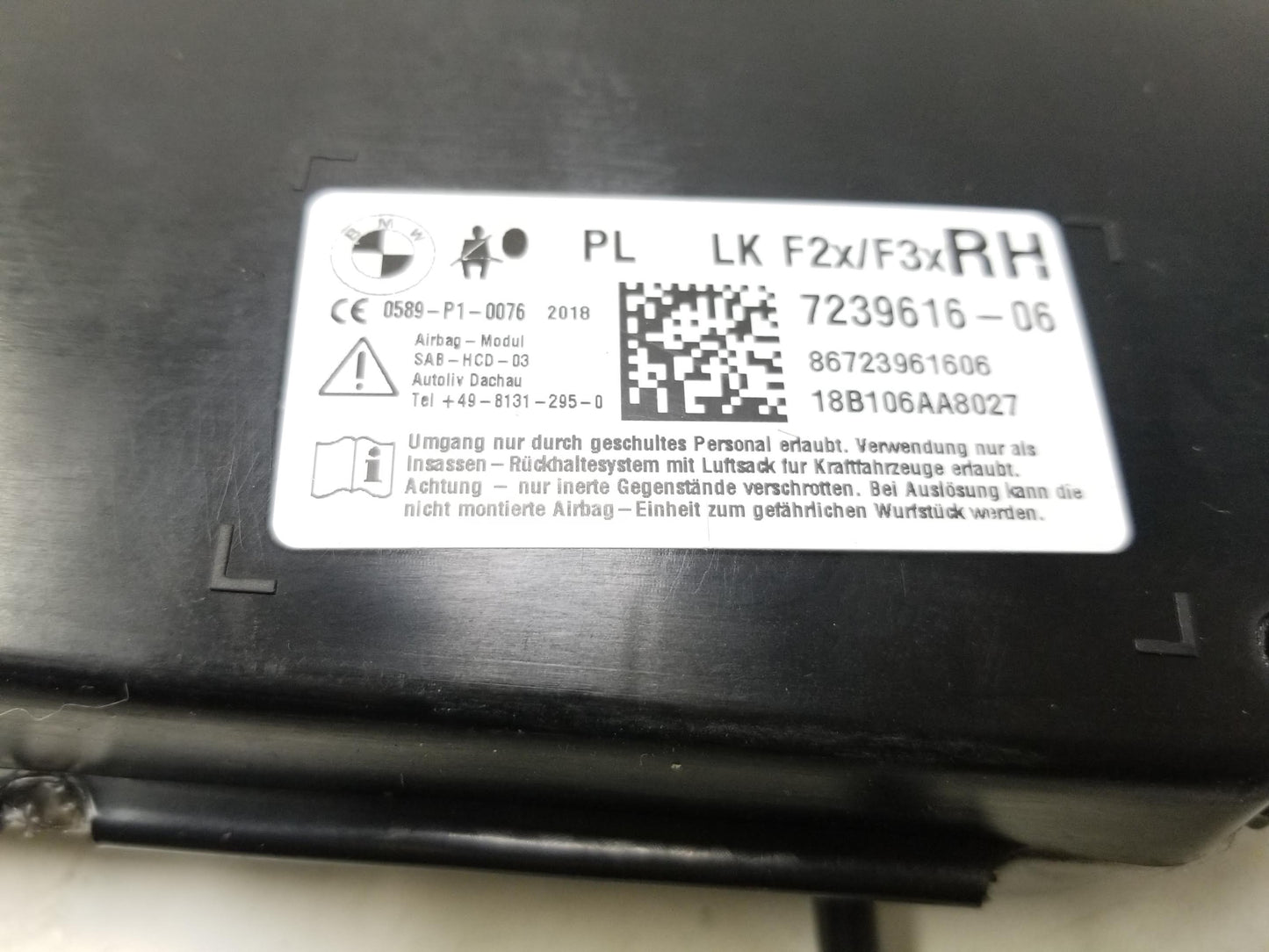 2013 - 2018 BMW 330xi F30 Seat Air Bag SRS Airbag Right Passenger Side OEM