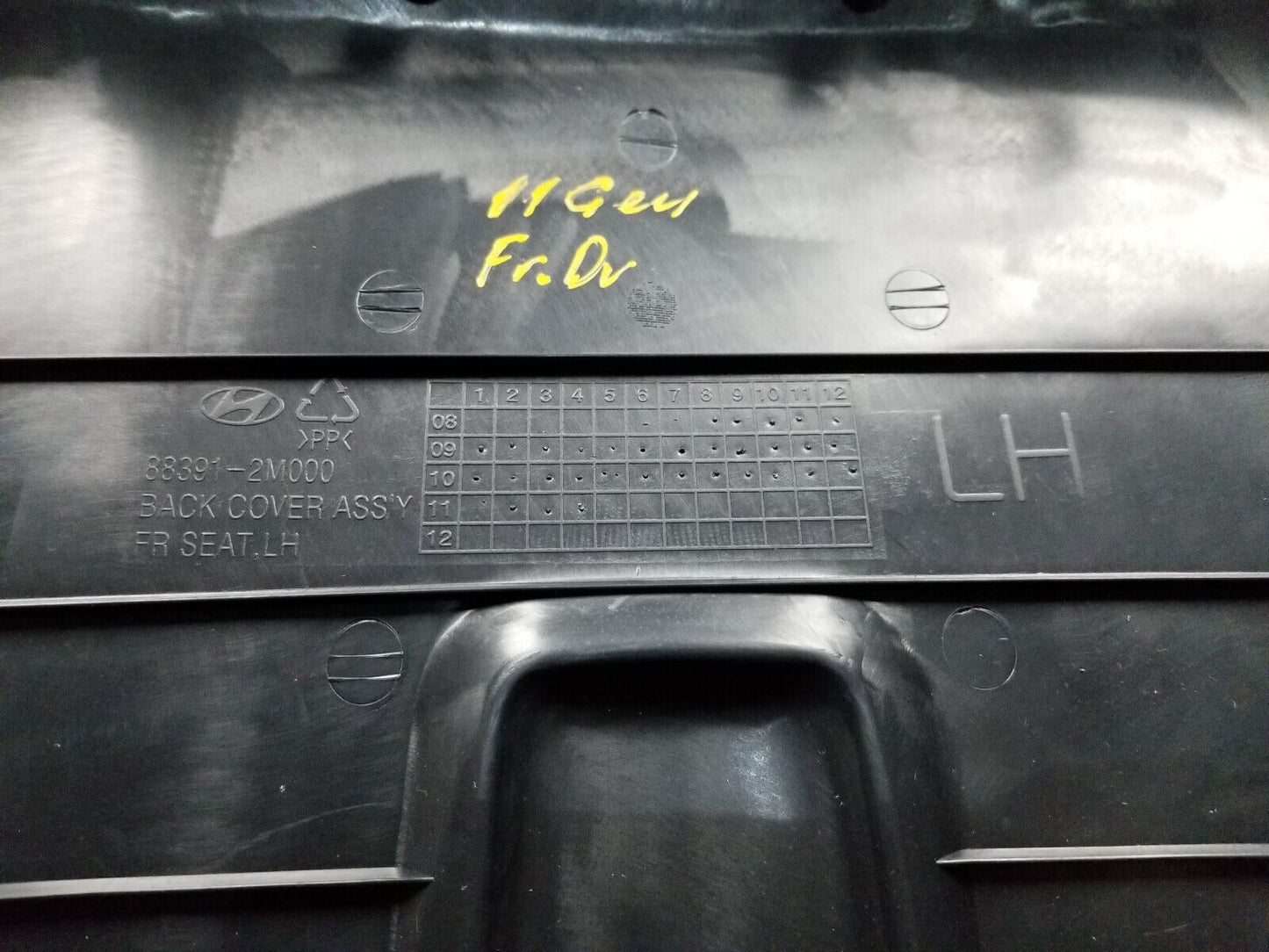 09-12 Hyundai Genesis Coupe Front Seat Back Backrest Cover Trim Driver Left OEM