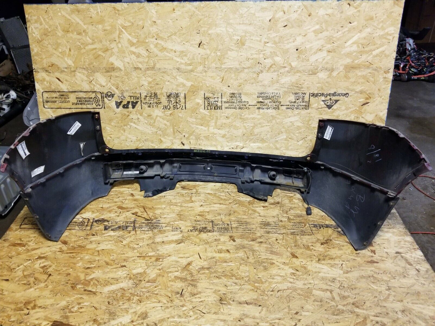 07 08 09 10 11 12 GMC Acadia Rear Bumper Cover W/ Park Sensors (red U301n) OEM