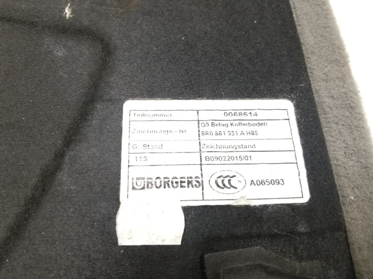 2009 - 2017 Audi Q5 Trunk Storage Tray Cover OEM
