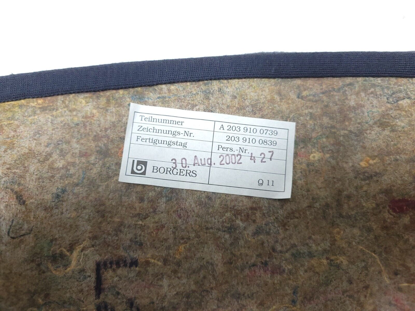 03-09 Mercedes W203 C230 Front Passenger Seat Rear Back Trim Cover OEM