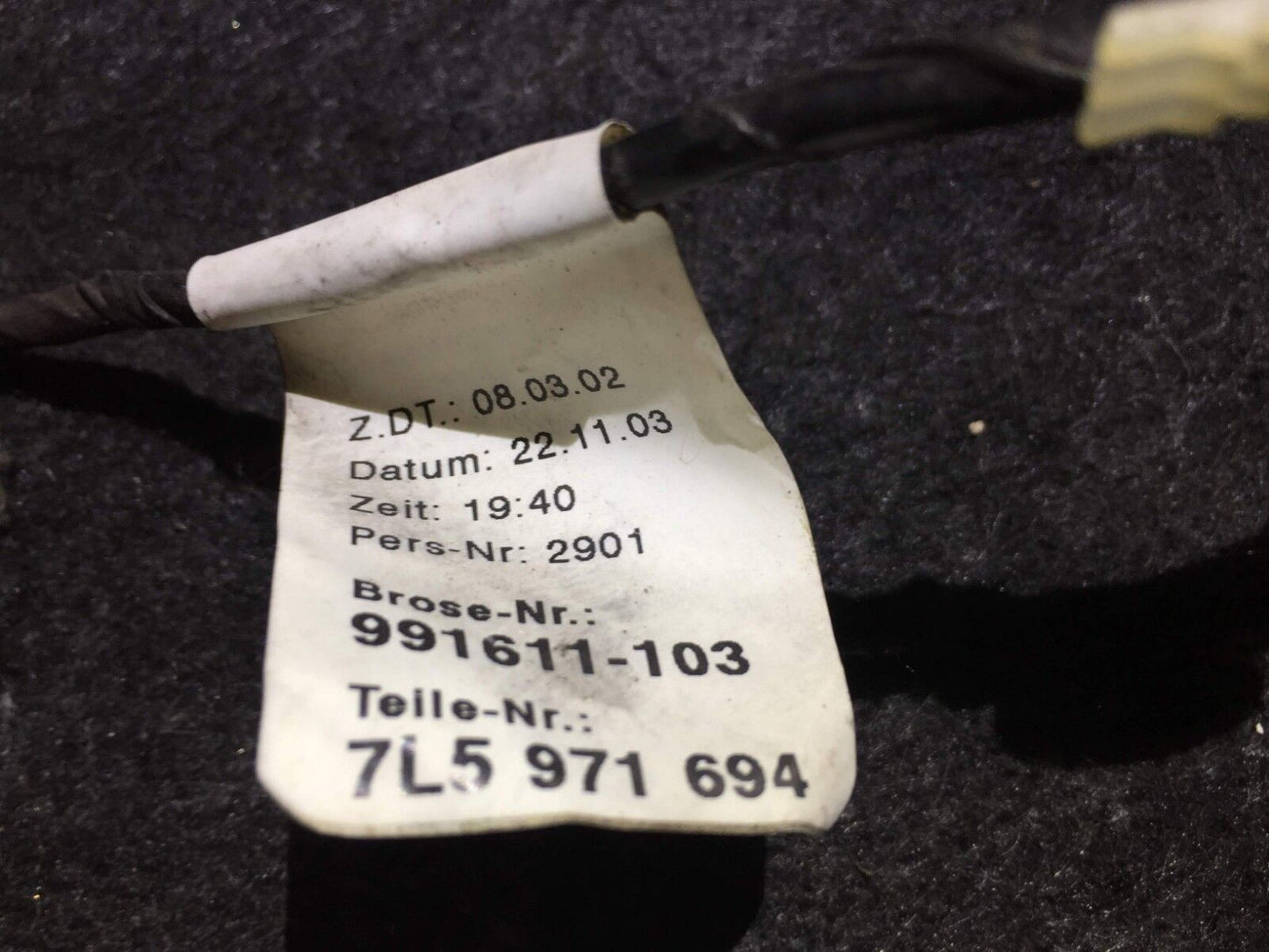 04 05 06 Porsche Cayenne Door Wire Harness Rear Left Driver Side 7l5971694 OEM