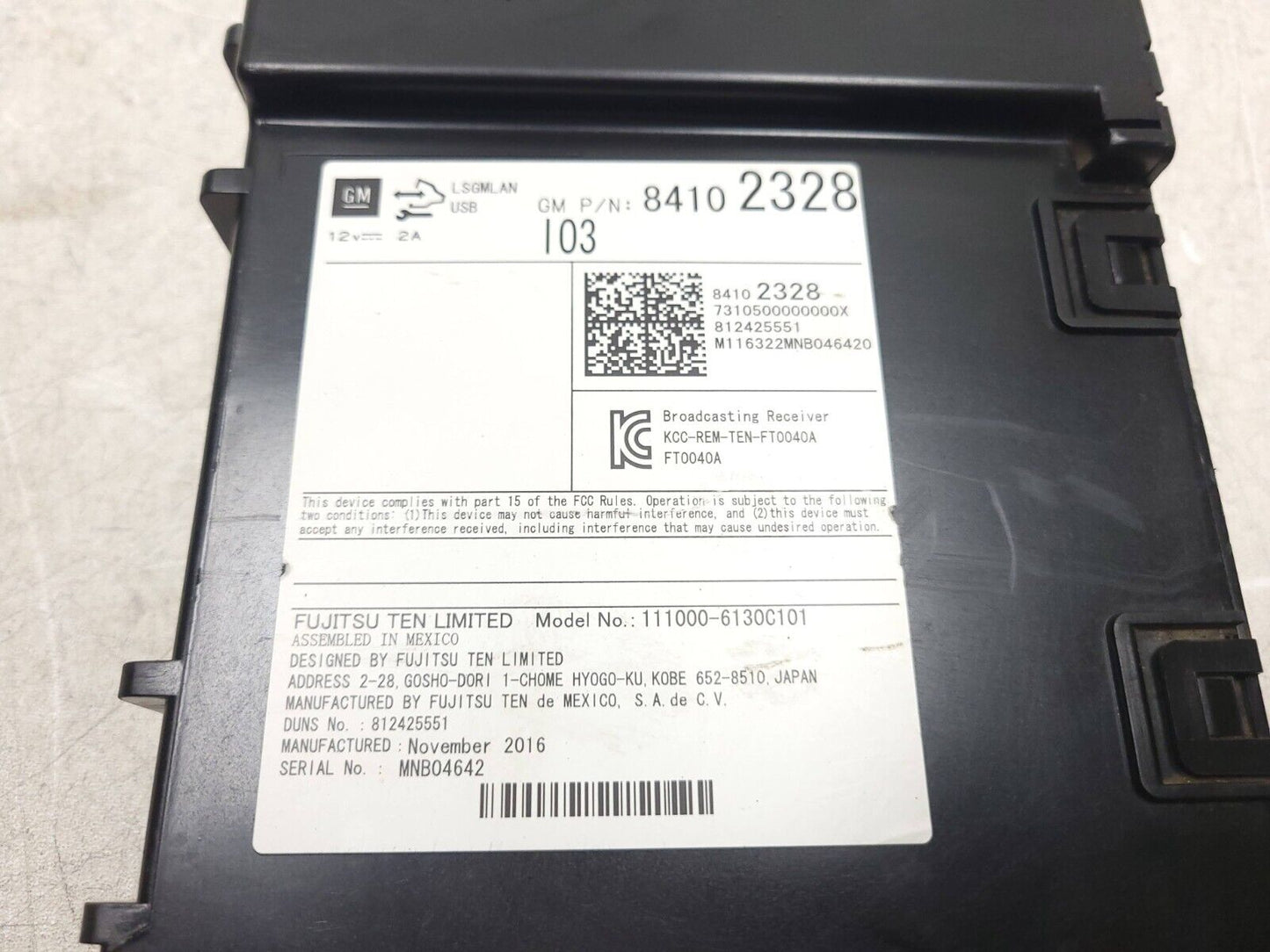 17-19 Chevrolet Silverado 1500 Satellite Radio Receiver Module Computer OEM