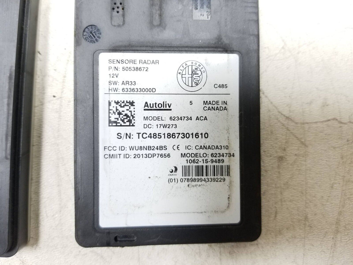 2017-2019 Alfa  Romeo Stelvio Sensor Radar 2 Pcs OEM
