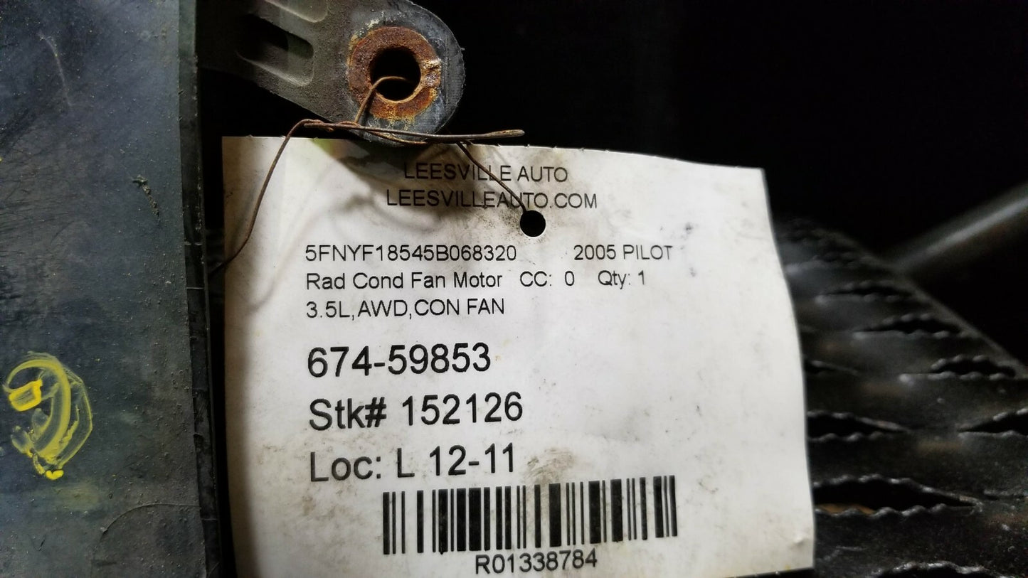 03 04 05 06 Honda Pilot 3.5l Radiator Cooling Fan Motor Fan Assembly OEM