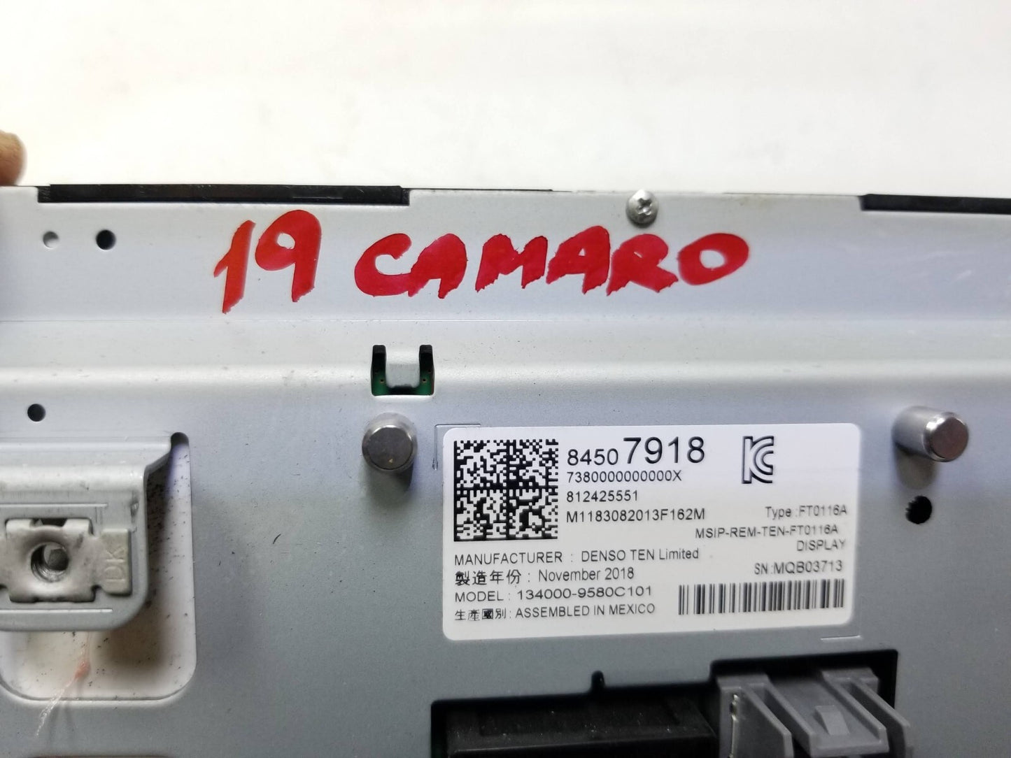 2019 Chevrolet Camaro Information Display Screen OEM