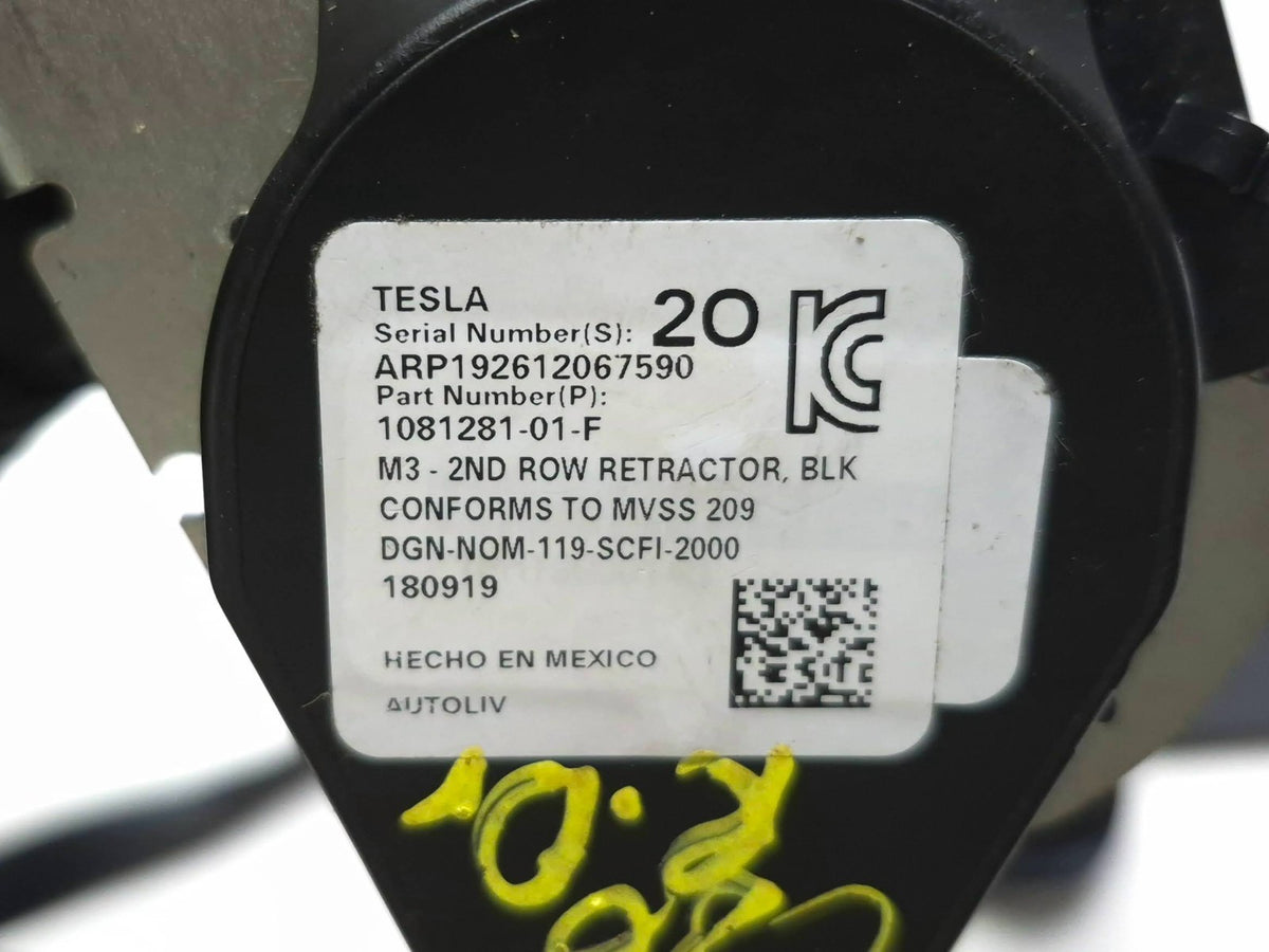 2020 Tesla Model 3 Rear Seat Belt Retractor Driver Side 1081281-01-f OEM