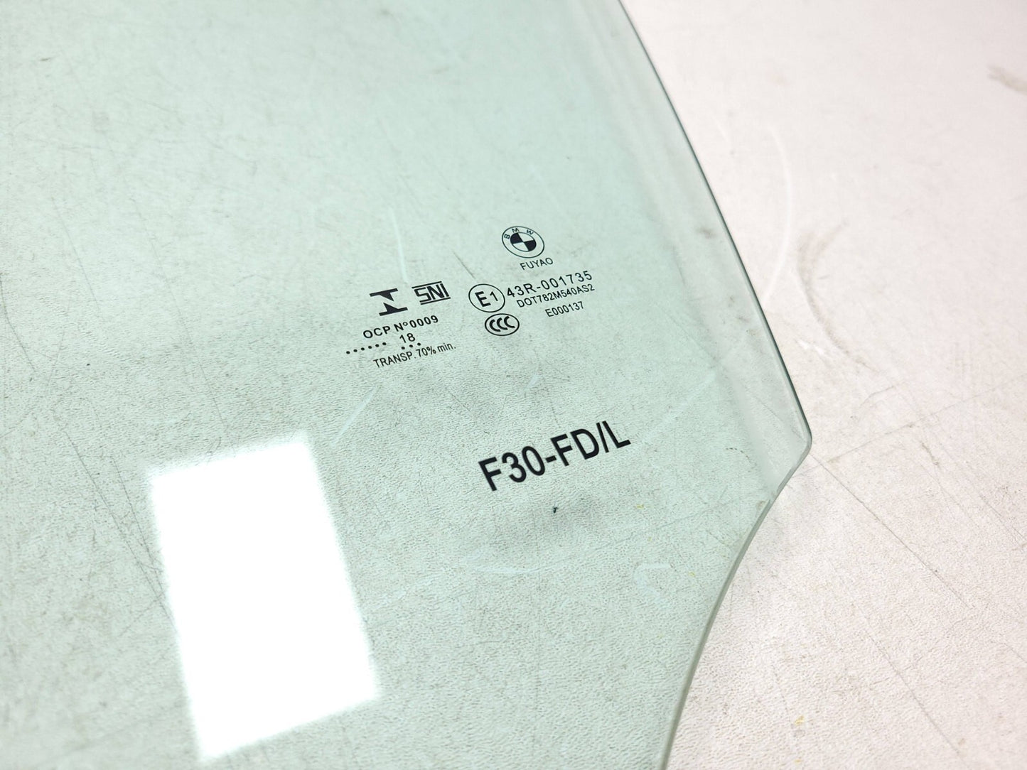 12-18 BMW 330xi F30 Front Door Window Glass Driver Side Left OEM