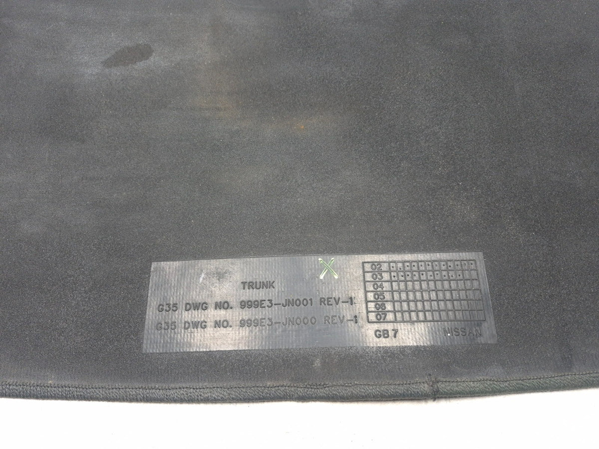 2003 Infiniti G35 Sedan Trunk Cargo Luggage Floor Mat Carpet 999e3-jn001 OEM