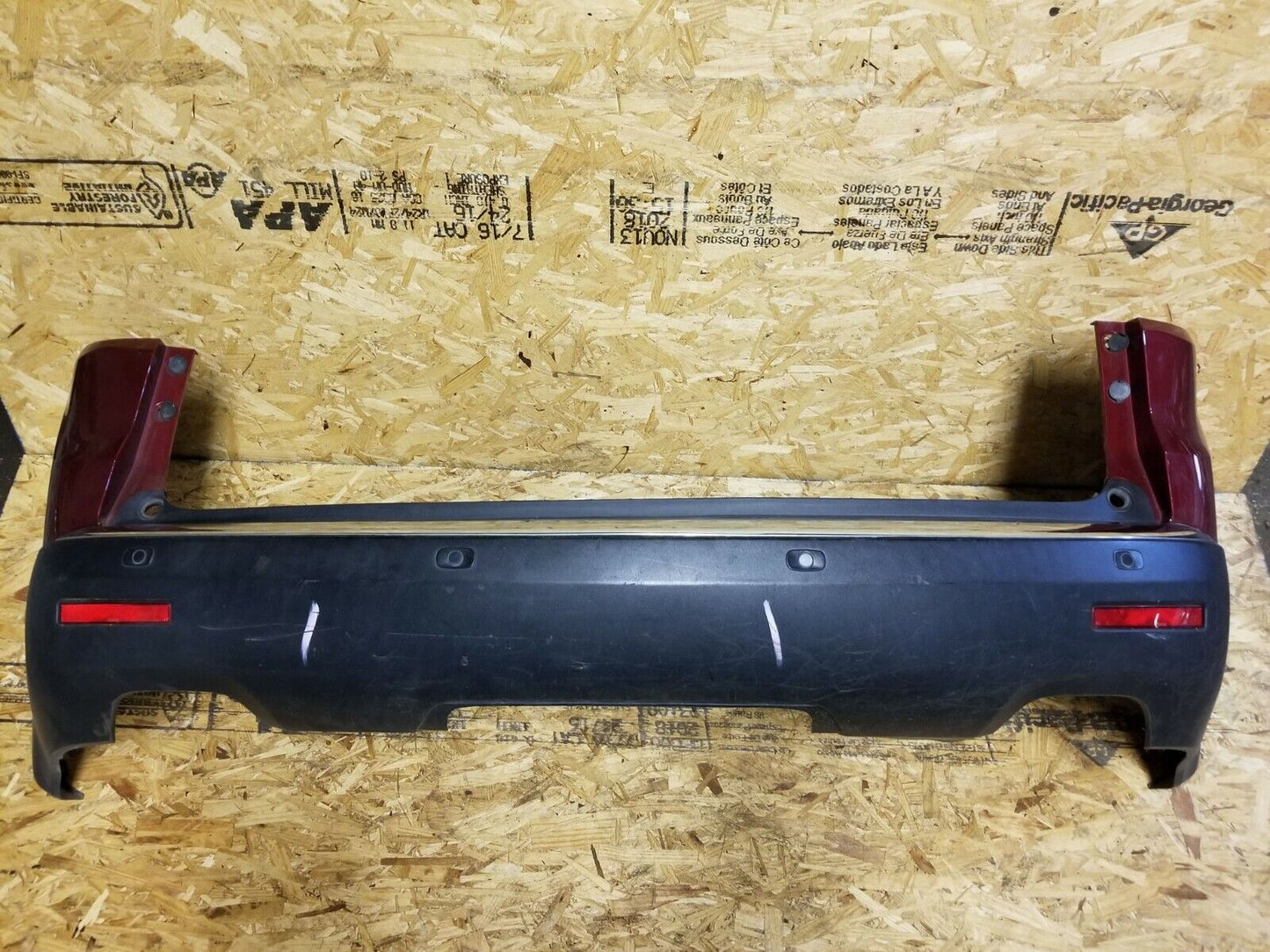 07 08 09 10 11 12 GMC Acadia Rear Bumper Cover W/ Park Sensors (red U301n) OEM