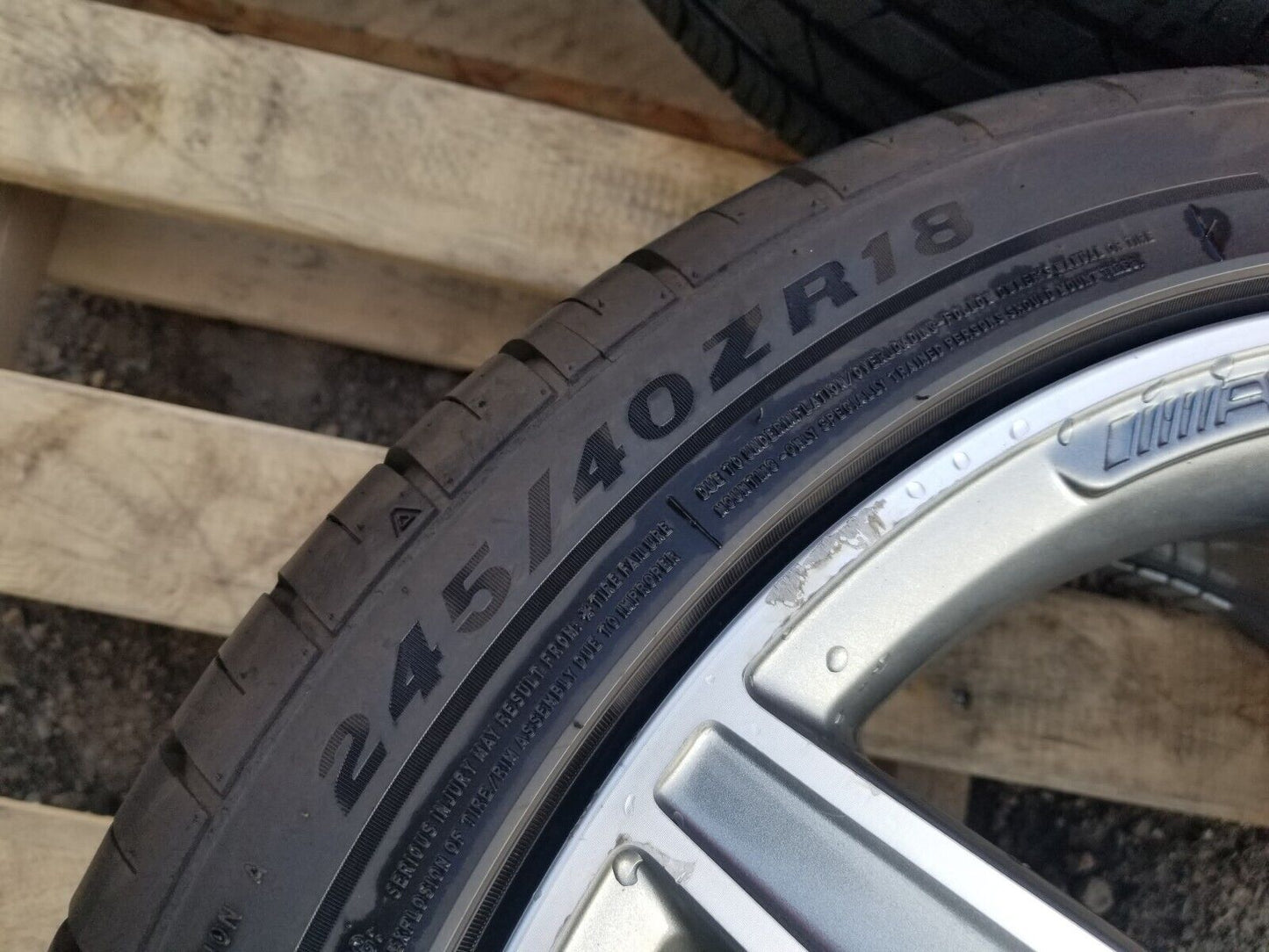 2015-2020 Mercedes C300 W205 Amg Wheel Rim R18 W/ Tire 245/40zr18 8/32" Pair OEM
