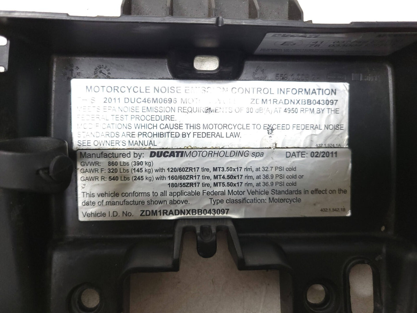 2008 - 2014 Ducati Monster 696 Tool Kit Cover OEM