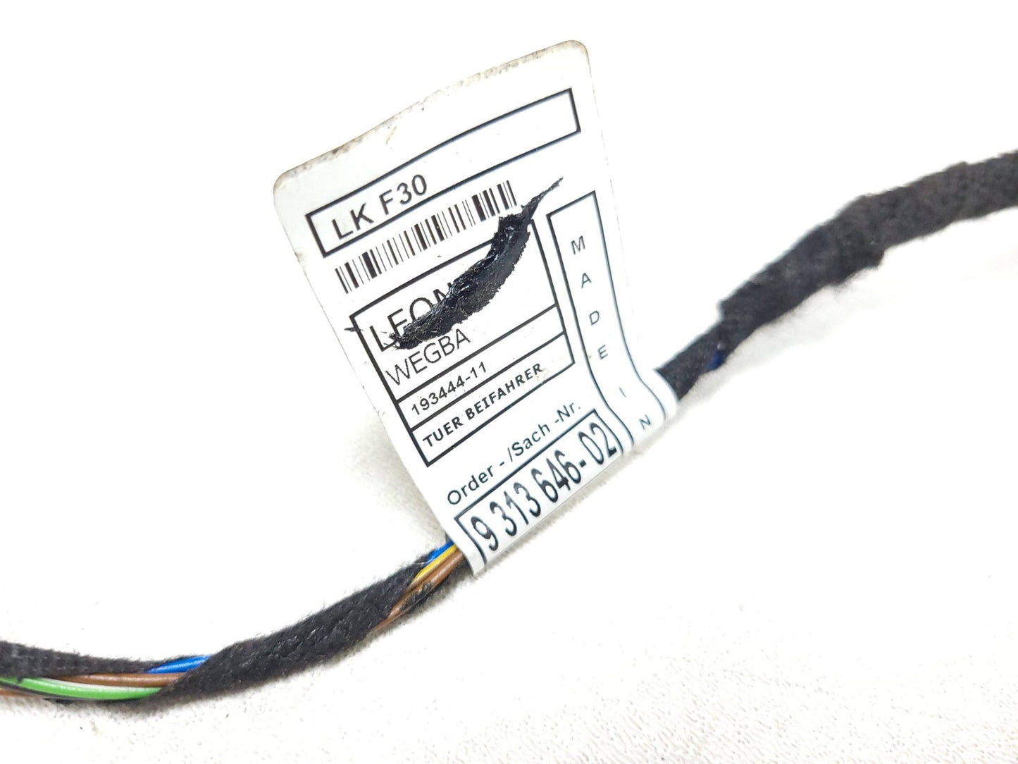 12-18 BMW 330xi F30 Door Wire Harness Front Passenger Side Right OEM β
 76k