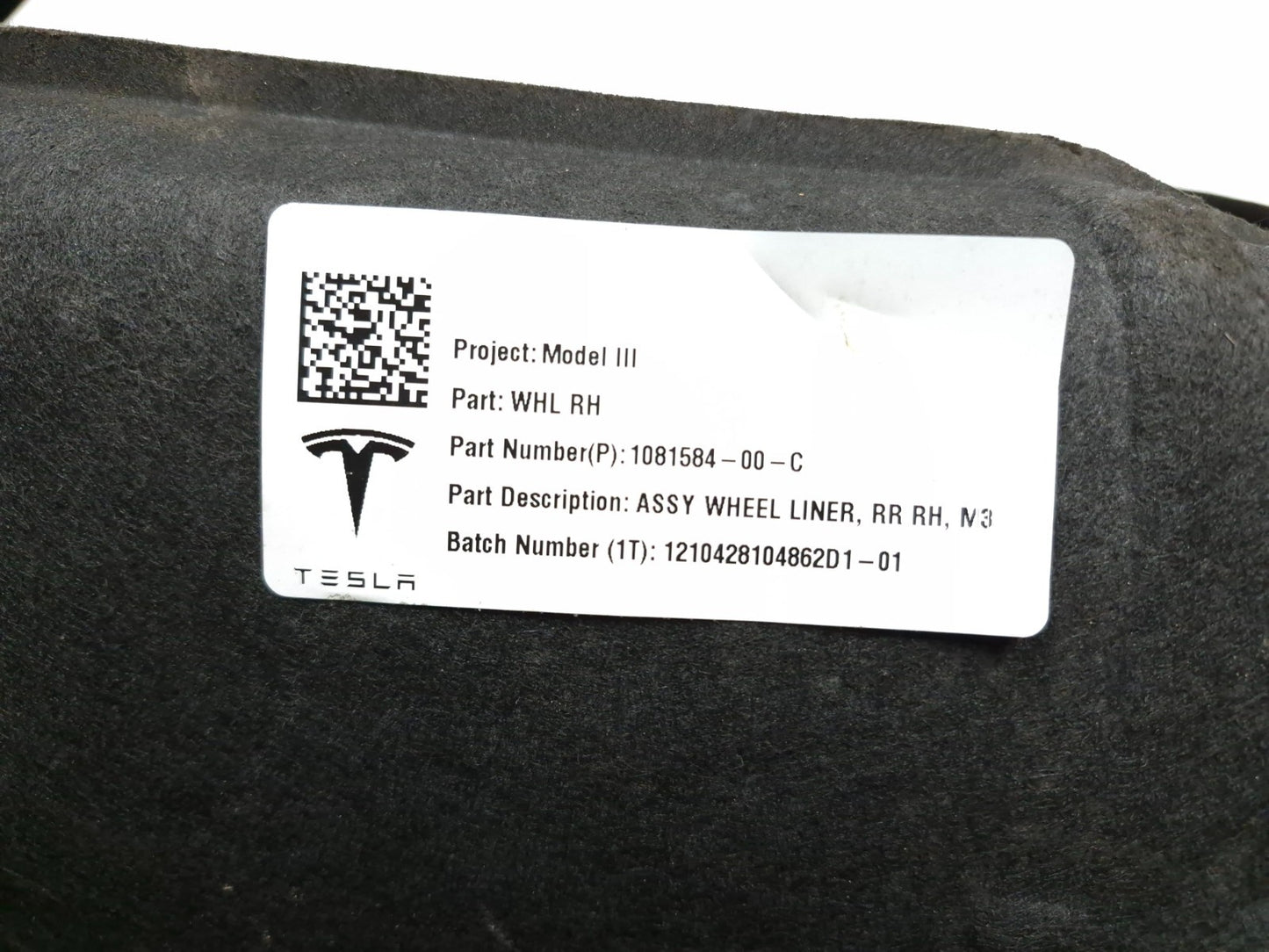 2021 Tesla Model 3 Rear Fender Wheel Liner Splash Guard 4pcs OEM