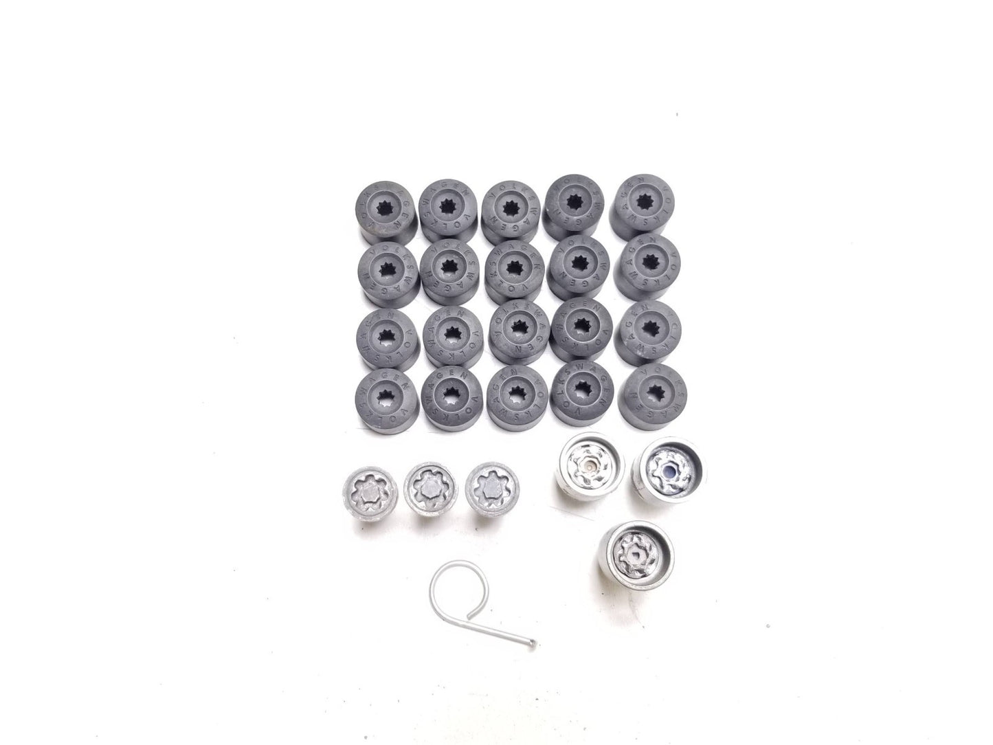 2010 - 2014 VW Golf GTI Wheel Lug Bolt Cap Cover W/ Secret Key Set OEM