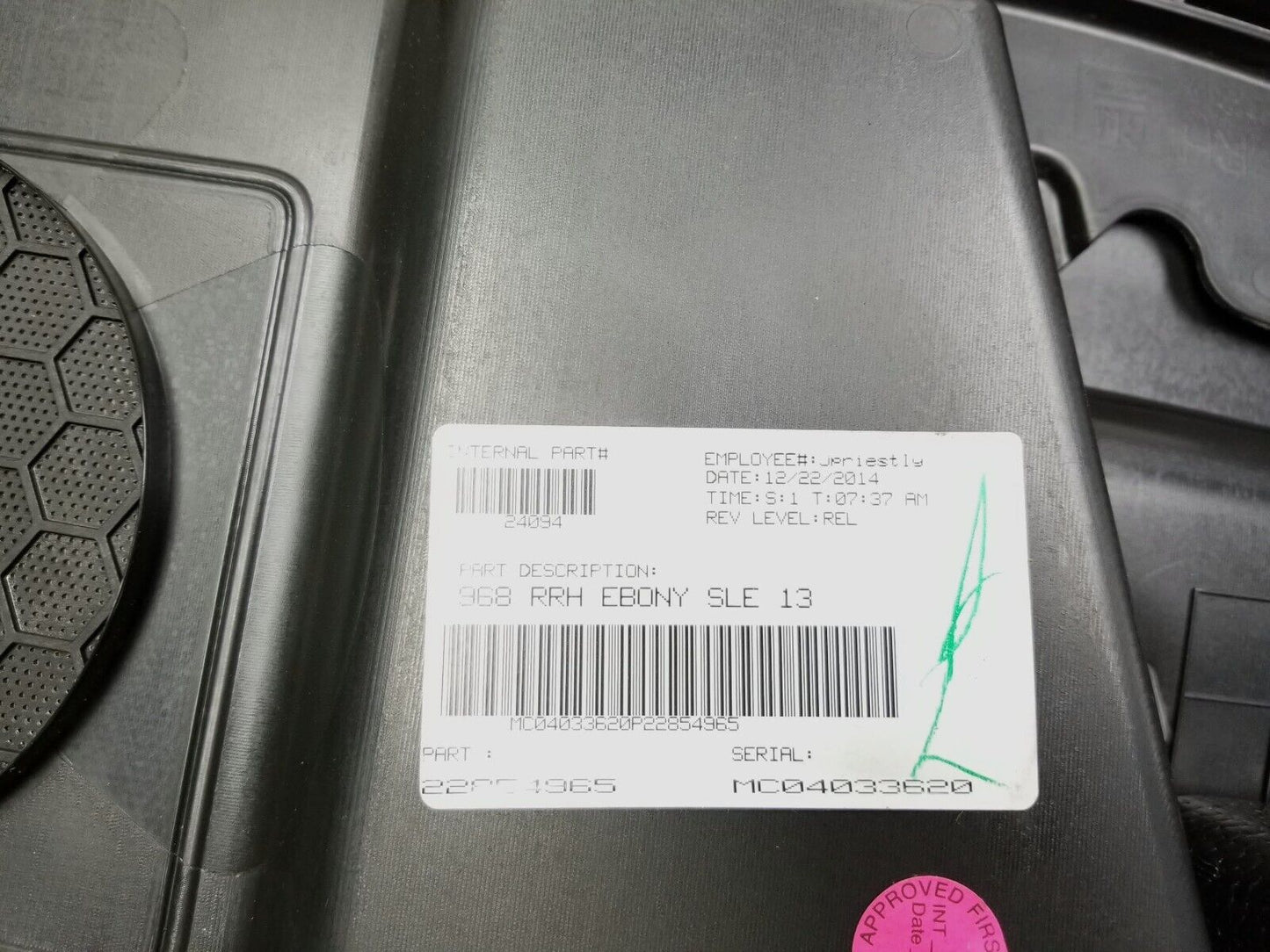 13 14 15 16 GMC Acadia Door Panel Trim Rear Passenger Side Right OEM