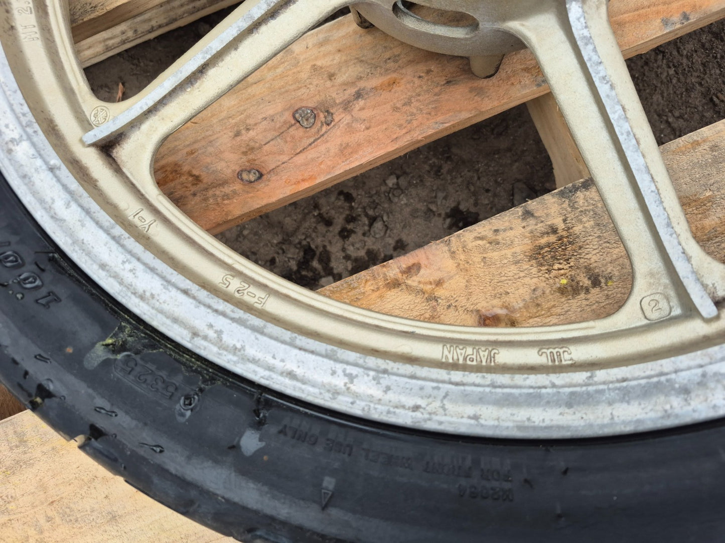 1993 Yamaha Xv750 Wheel Rim W/ Tire Front & Rear Pair R 19 R 15 OEM