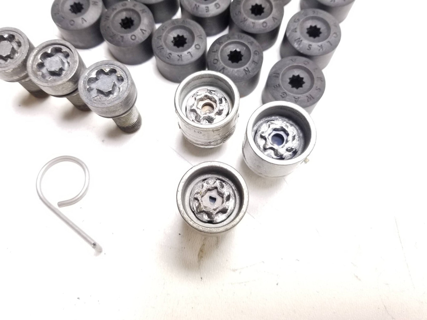 2010 - 2014 VW Golf GTI Wheel Lug Bolt Cap Cover W/ Secret Key Set OEM
