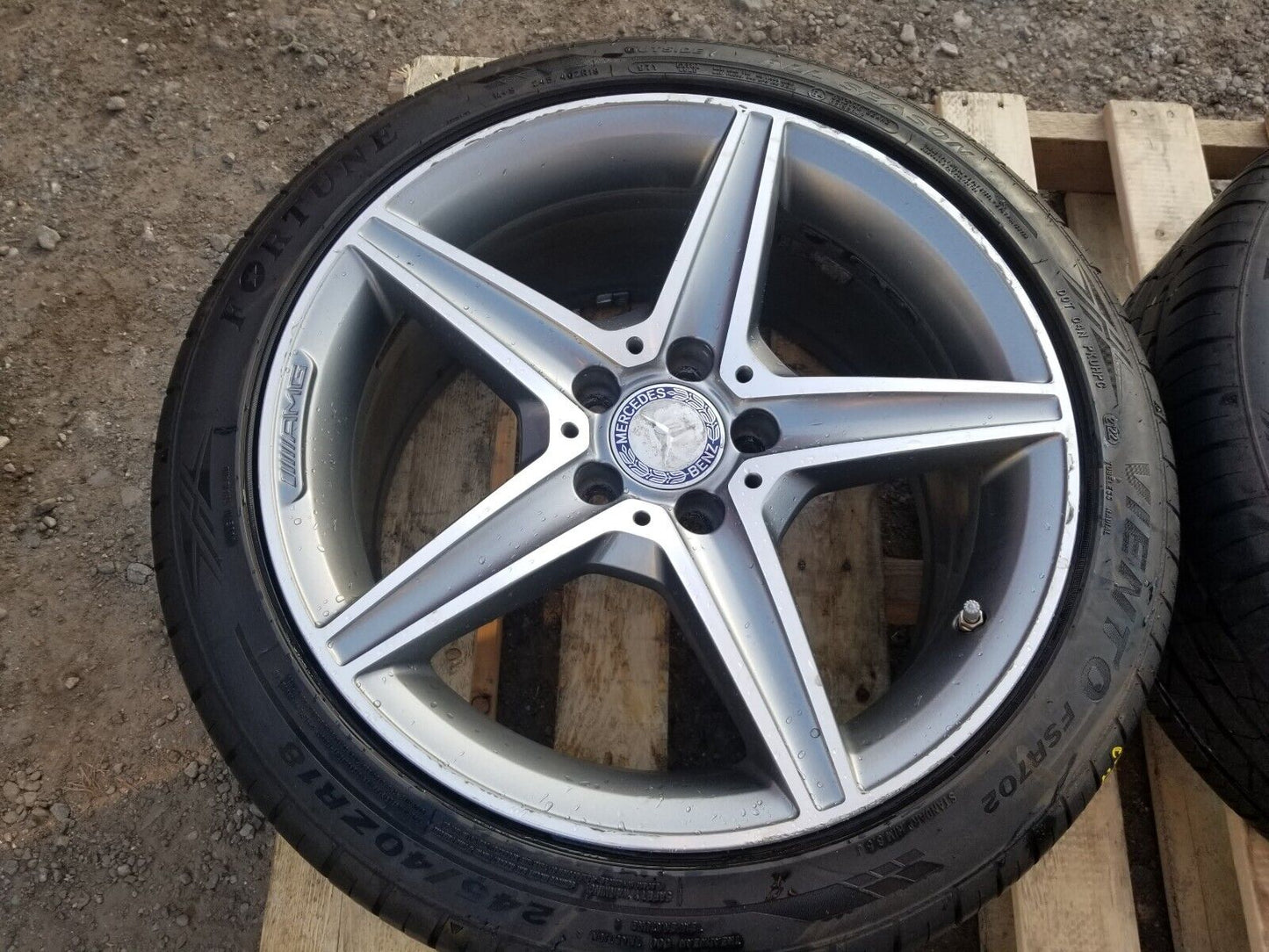 2015-2020 Mercedes C300 W205 Amg Wheel Rim R18 W/ Tire 245/40zr18 8/32" Pair OEM