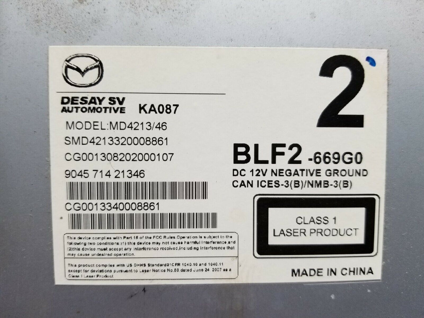 2014 2015 2016 Mazda 3 Cd Player Blf2669g0 OEM 16k