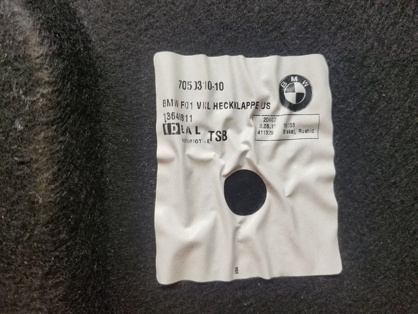 09 10 11 12 BMW 750li Trunk Lid Liner Trim Cover OEM