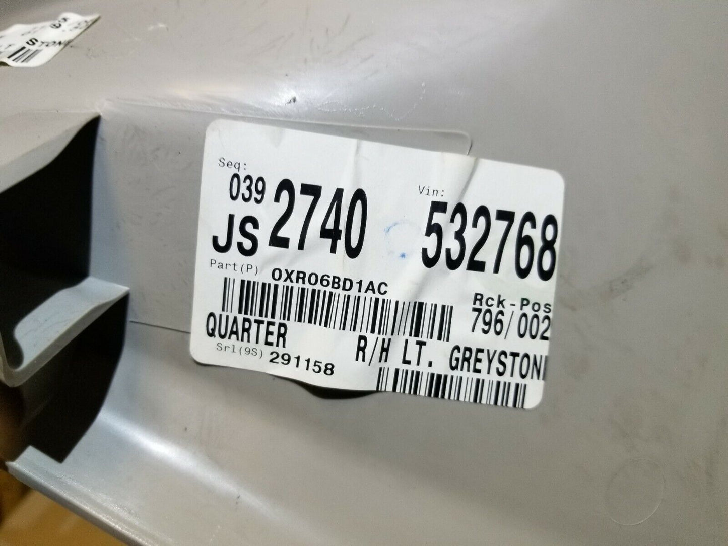 07 08 09 10 Chrysler Sebring C Pillar Lower Quarter Trim Right Pass Side OEM