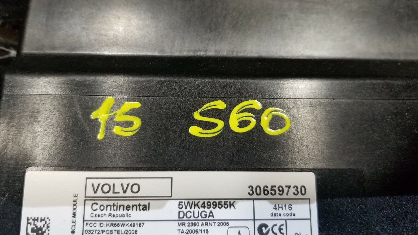 14 15 16 17 Volvo S60 Keyless Entry Control Module 30659730 OEM 42k Miles