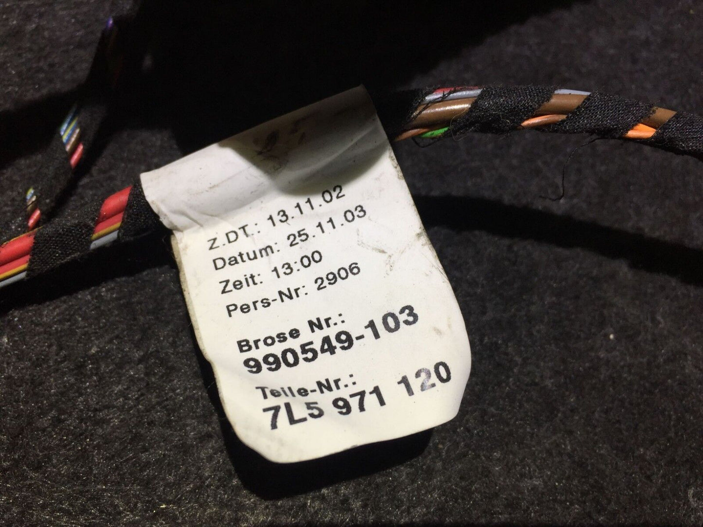 04 05 06 Porsche Cayenne Front Right Pass Door Wire Harness 7l5971120 OEM