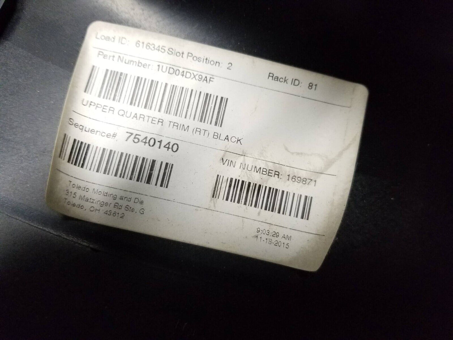 14 15 16 17 18 Jeep Cherokee Rear Quarter Upper Trim Panel Right Pass OEM ✅
