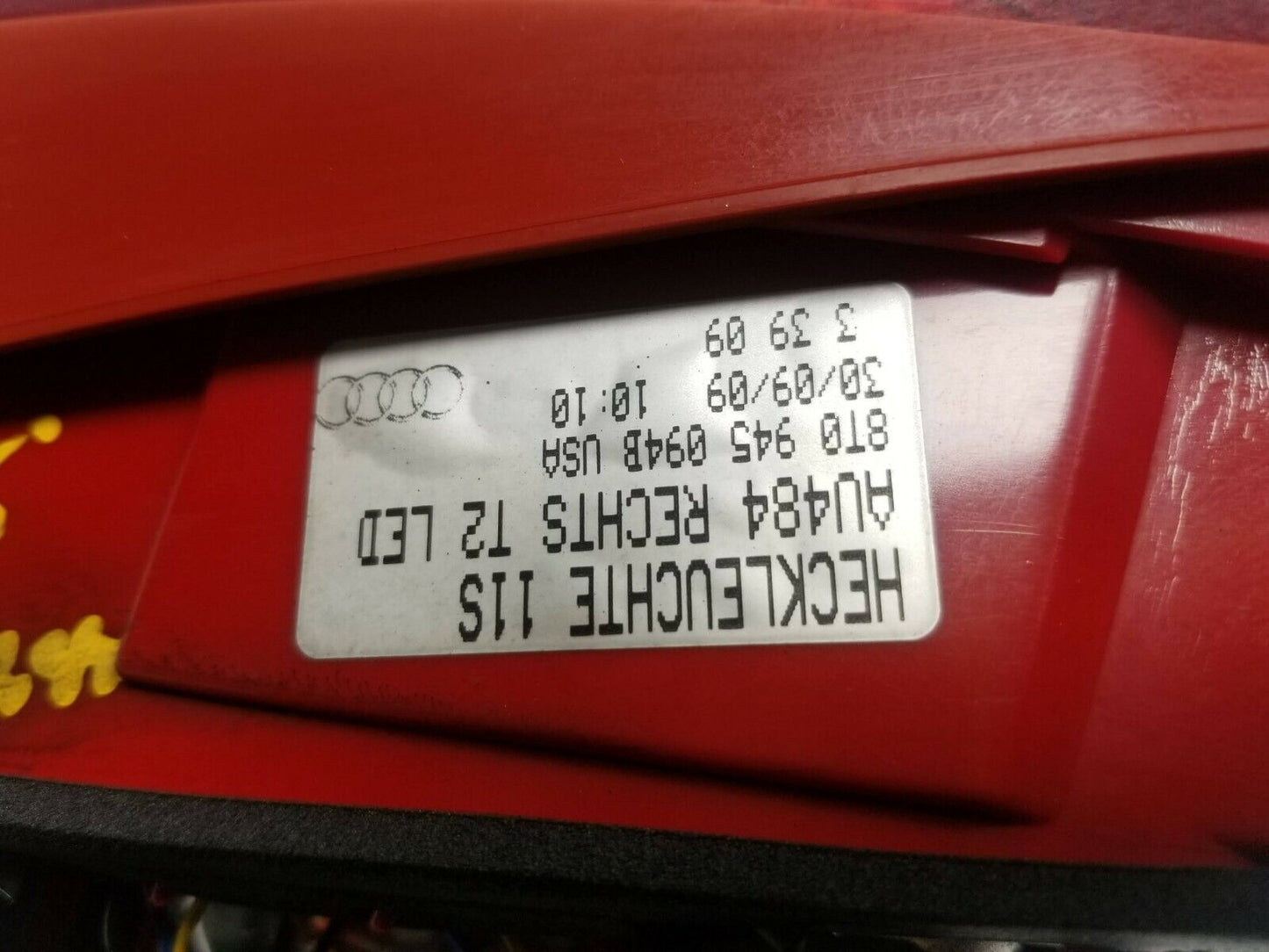 08 09 10 11 Audi A5 Coupe Trunk Inner Tail Light  Right Passenger Side OEM