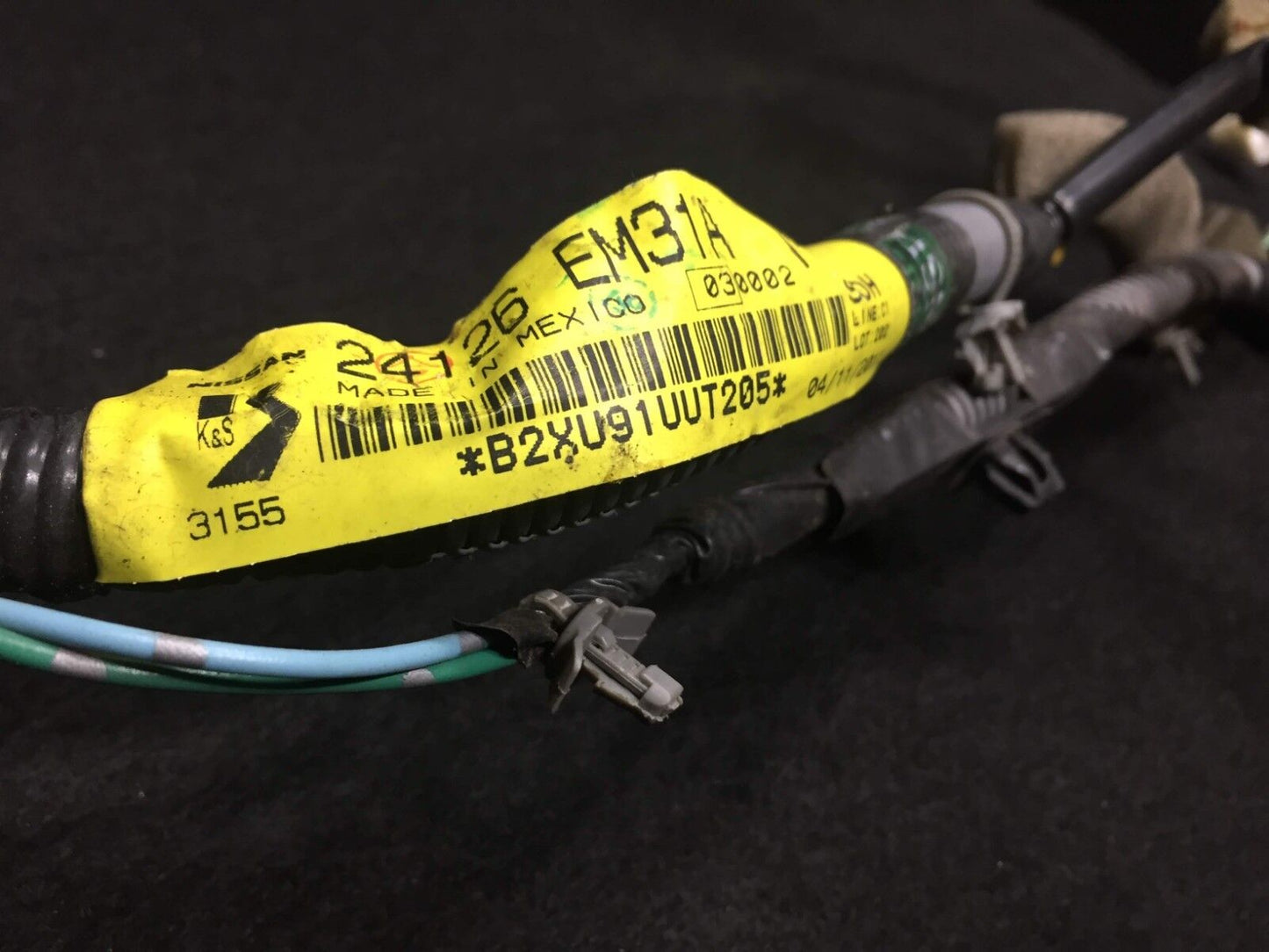 2007-2012 Nissan Versa Rear Right Pass Side Door Wire Harness 24126em31a OEM