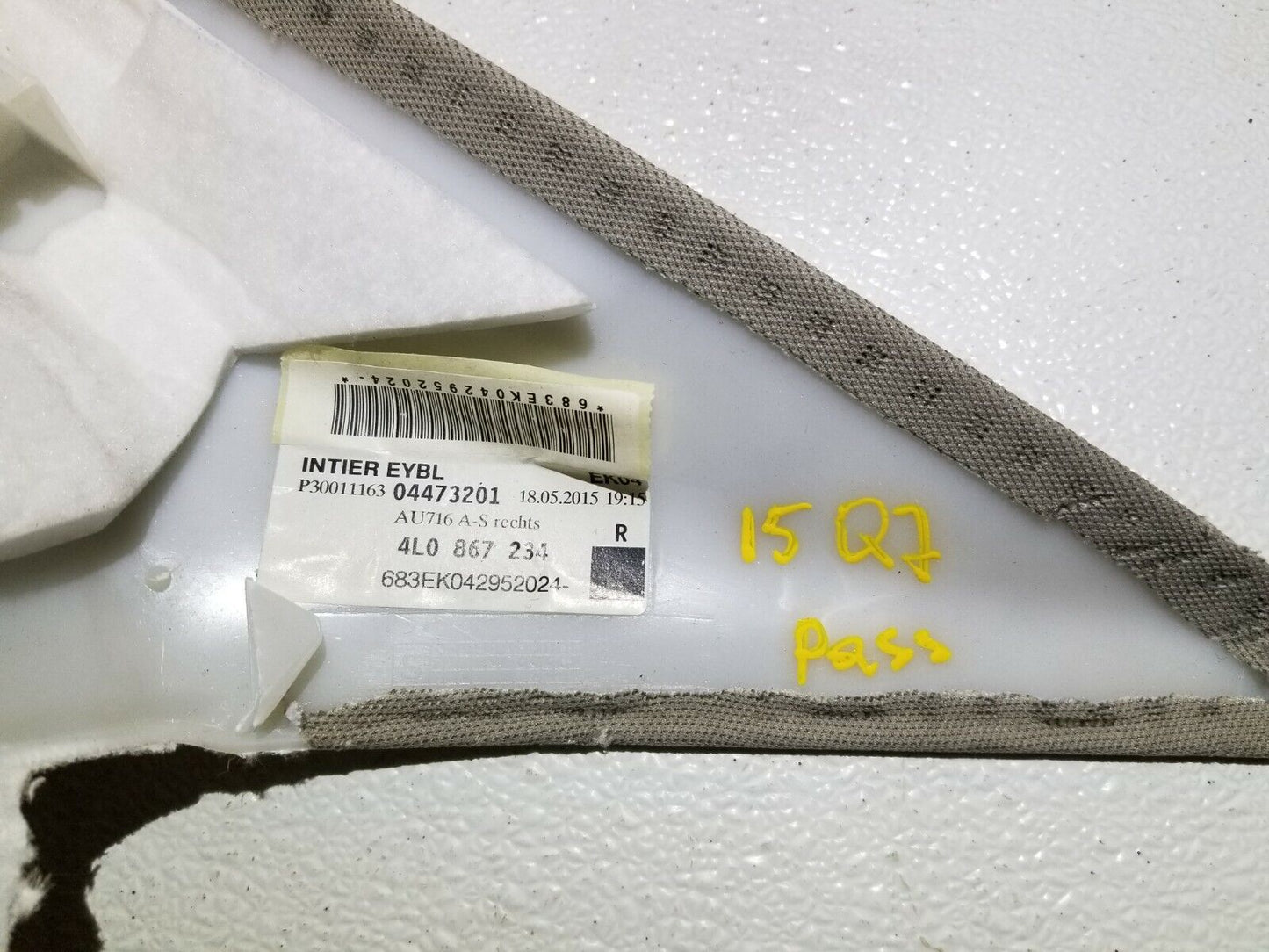 11 12 13 14 15  Audi Q7 Windshield A Pillar Trim Panel Right Pass Side OEM 87k