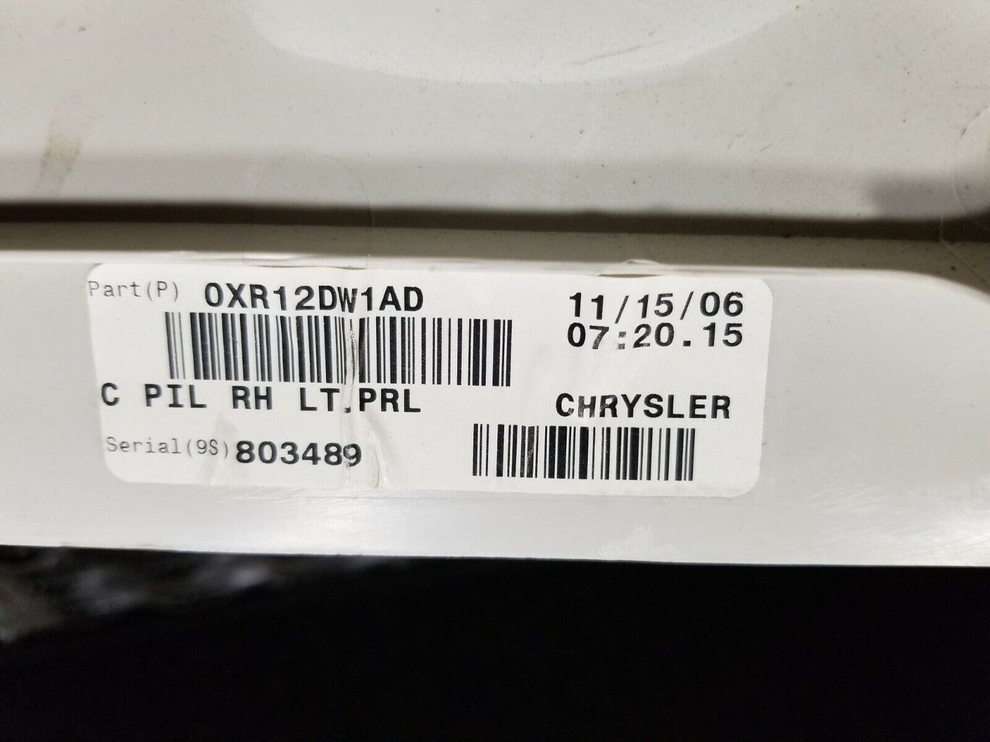 07 08 09 10 Chrysler Sebring Rear C Pillar Trim Passenger Side OEM