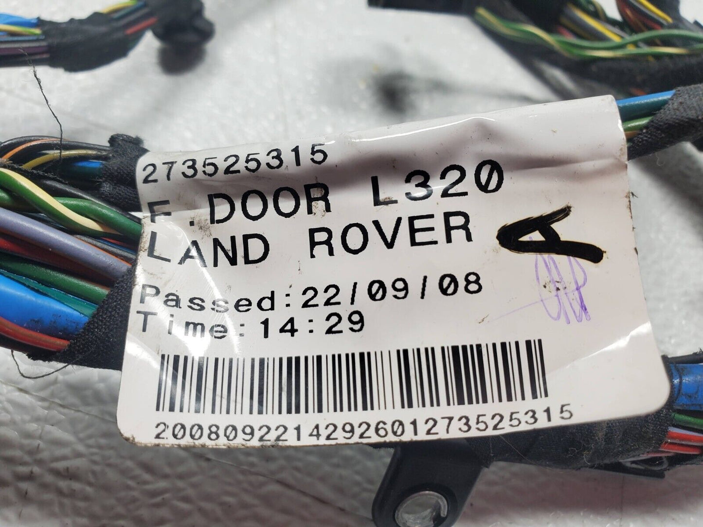 06 07 08 09 Range Rover Sport Front Left Driver Door Wire Harness OEM