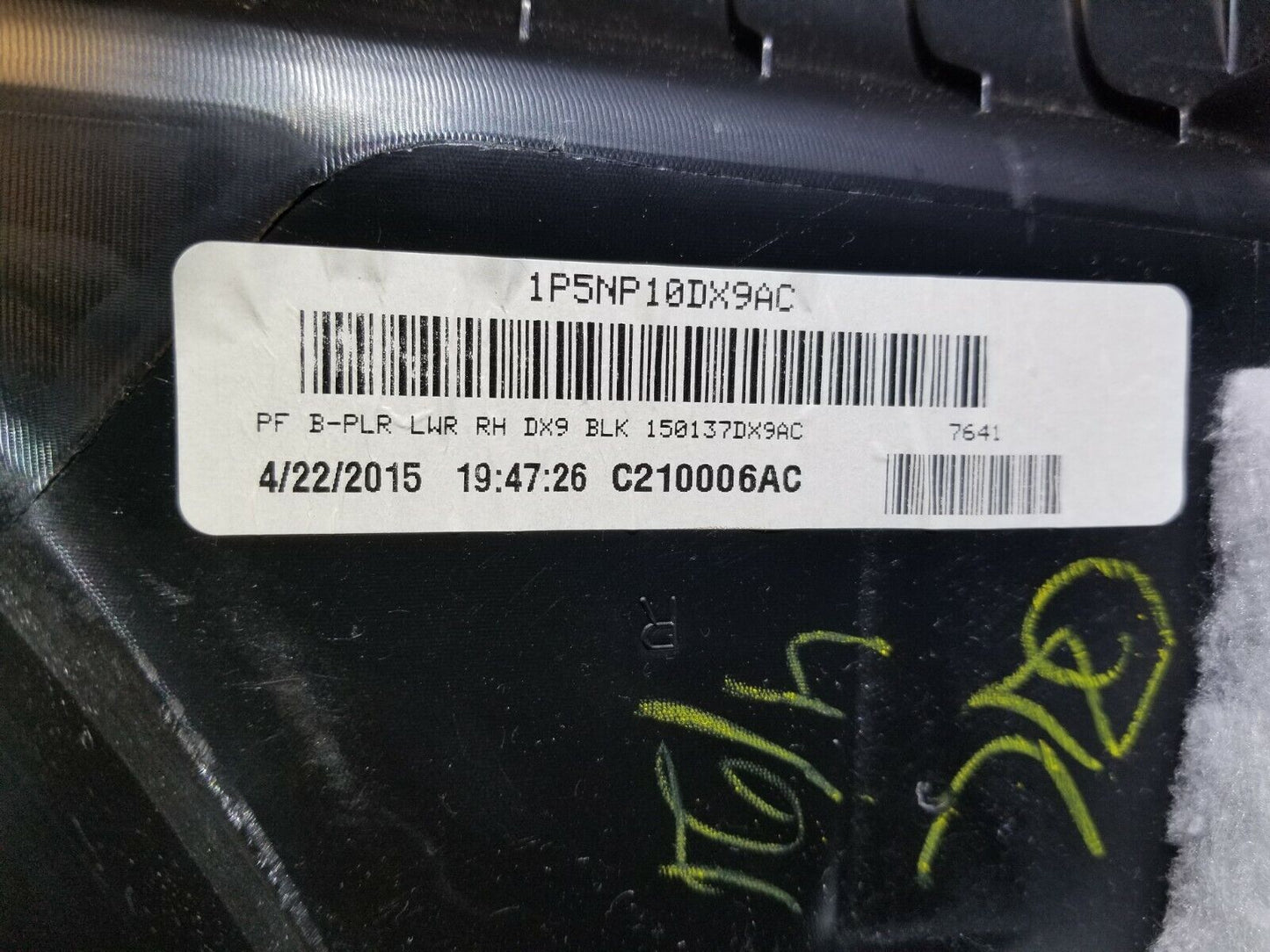 13 14 15 16  Dodge Dart Right Pass Side Lower B Pillar Trim Panel Ome 76k