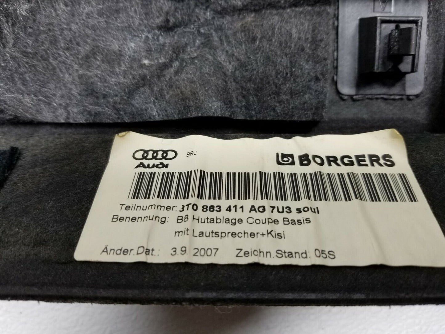 08 09 10 11 Audi A5 Coupe Rear Deck Tray Shelf Panel OEM