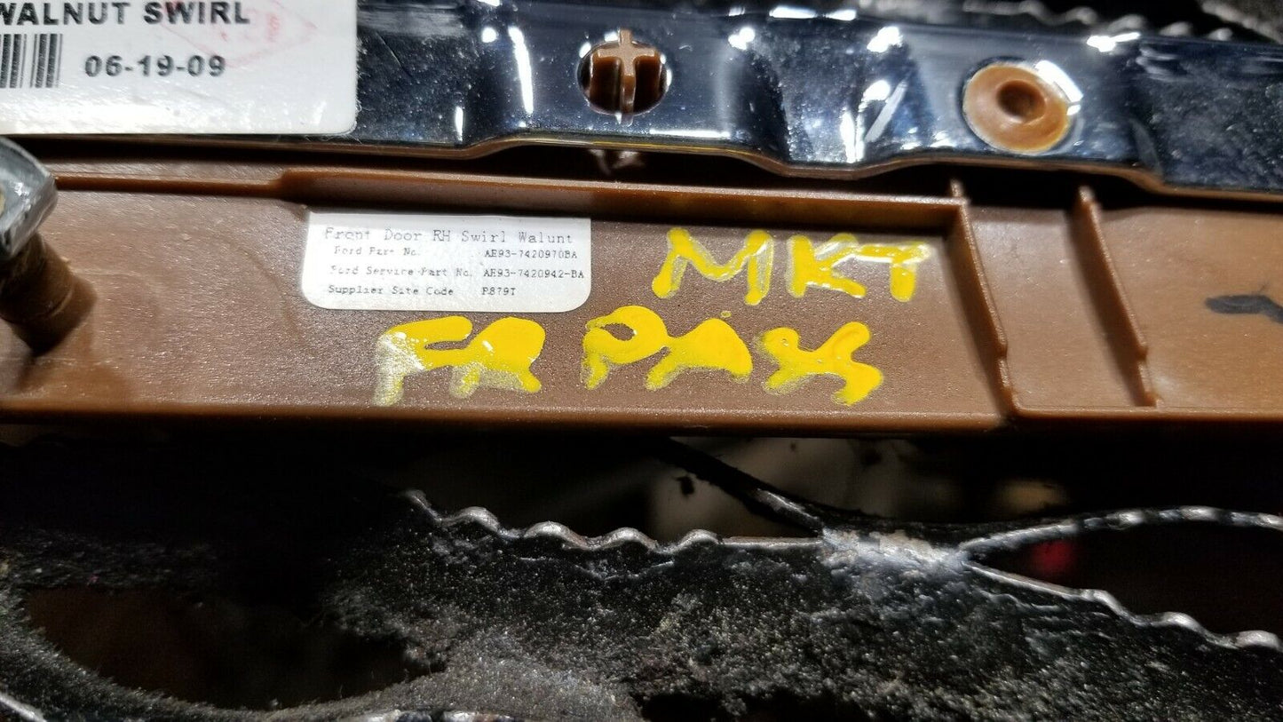10 11 12 Lincoln MKT Front Right Pass Interior Door Panel Wooden Trim OEM
