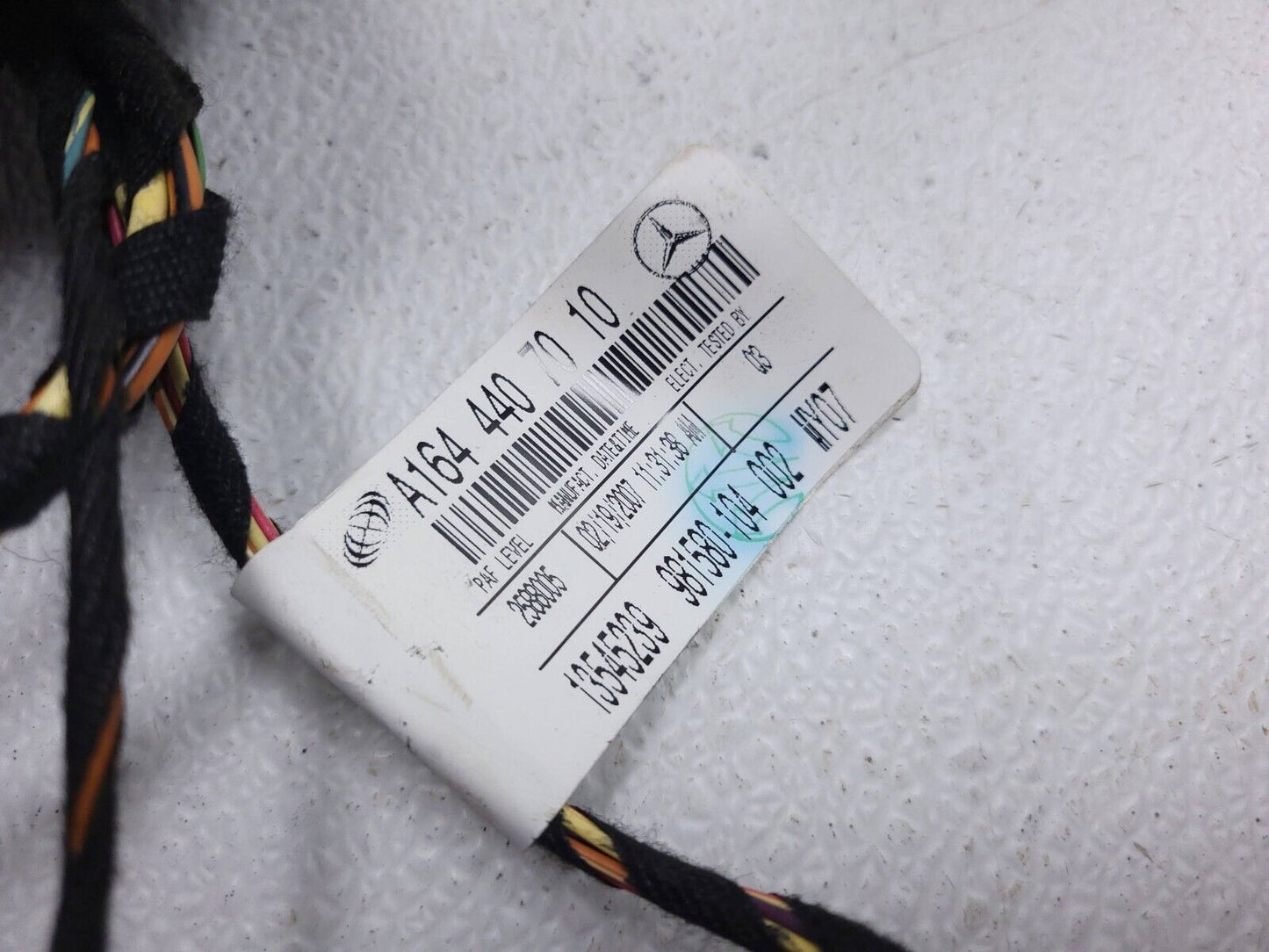 06 07 08 09 10 11 Mercedes Ml500 Door Wire Harness Rear Right Pass Side OEM