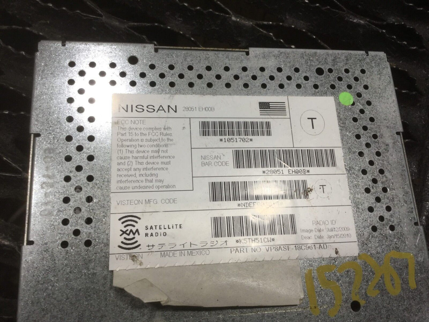 2010 Nissan Maxima Satellite Radio Receiver Control Module 28051-eh00b OEM N41