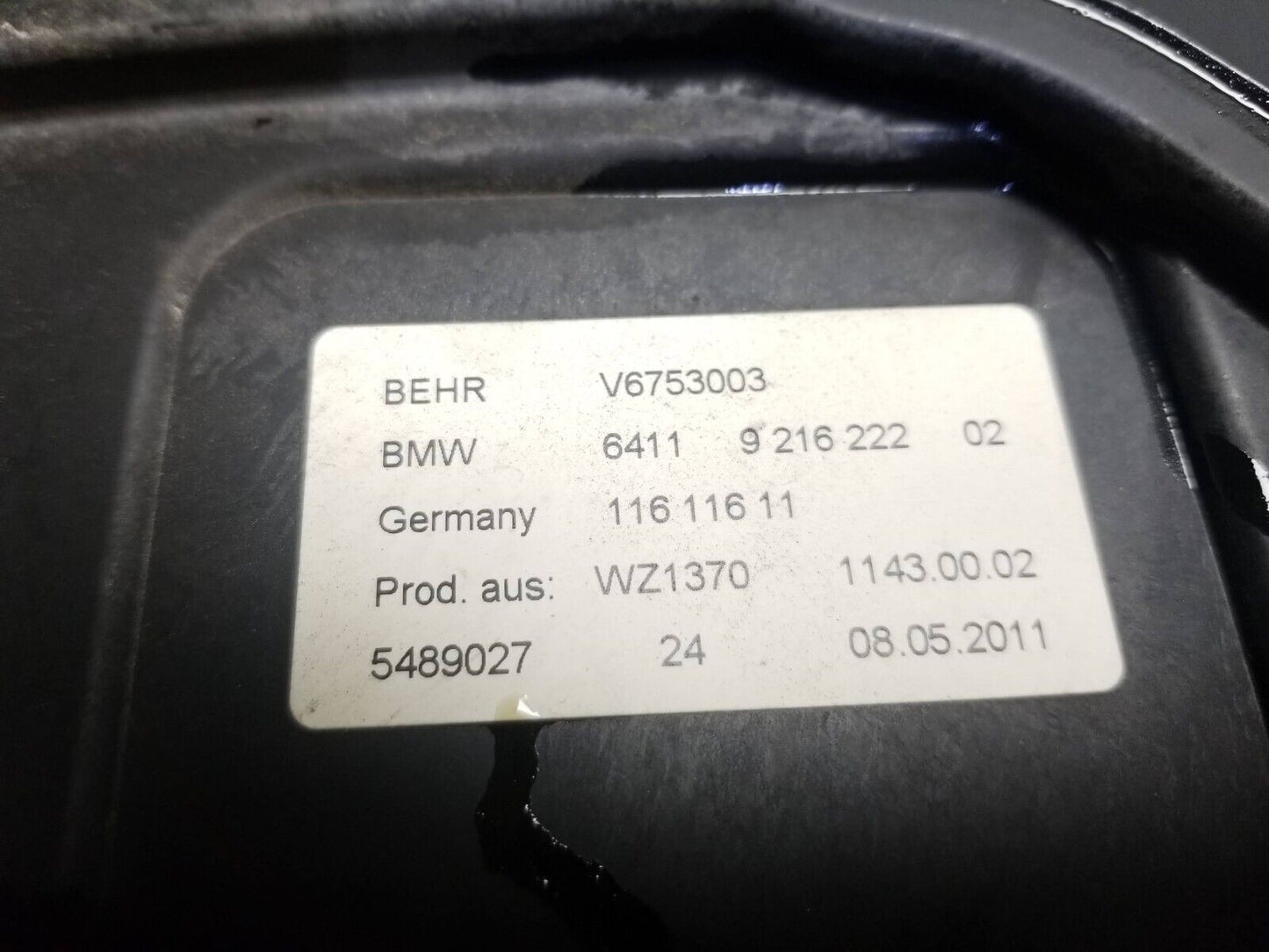09 10 11 12 BMW 750li Blower Motor Housing 9216222 OEM