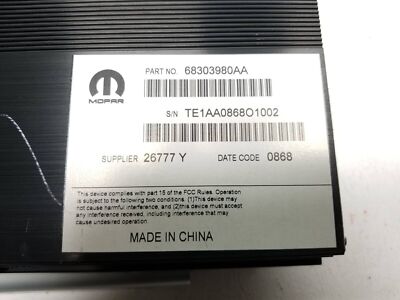 2018 Dodge Durango Amplifier 68303980aa OEM