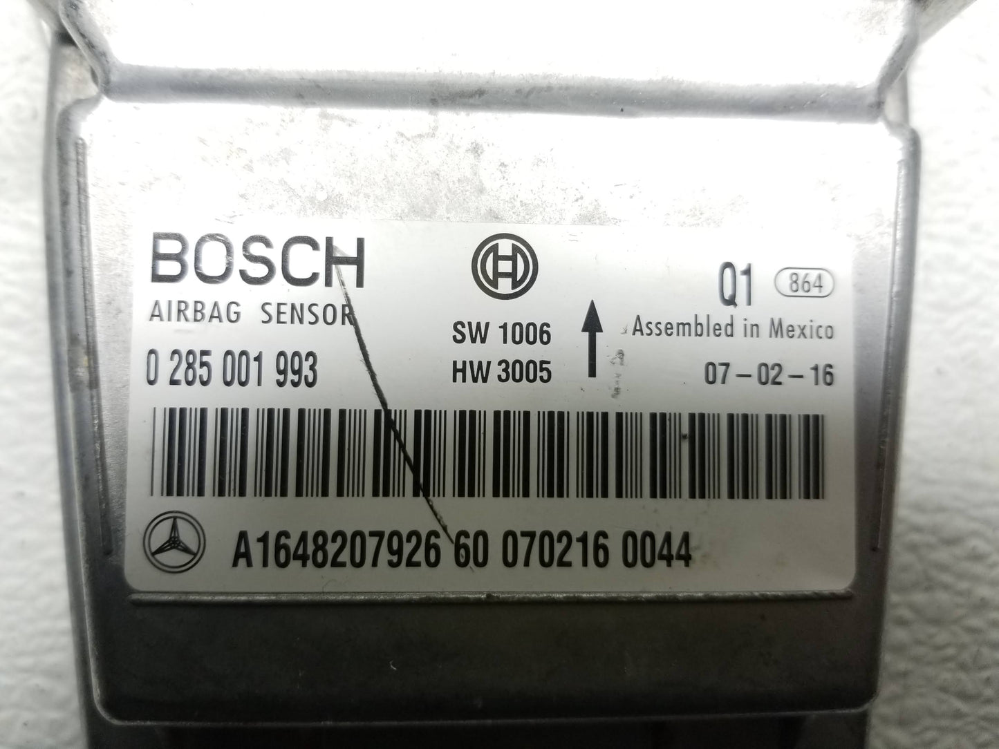 06-09 Mercedes W164 Ml63 Gl450 Airbag Air Bag Srs Control Module 1648207926