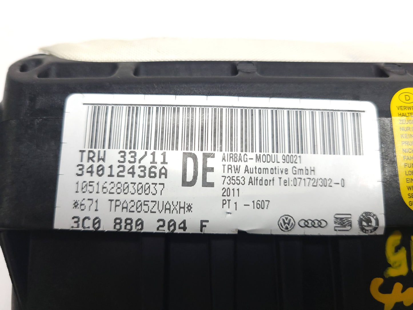 2012-2016 Volkswagen Cc Dash Dashboard Air Bag SRS Airbag Right Passenger OEM