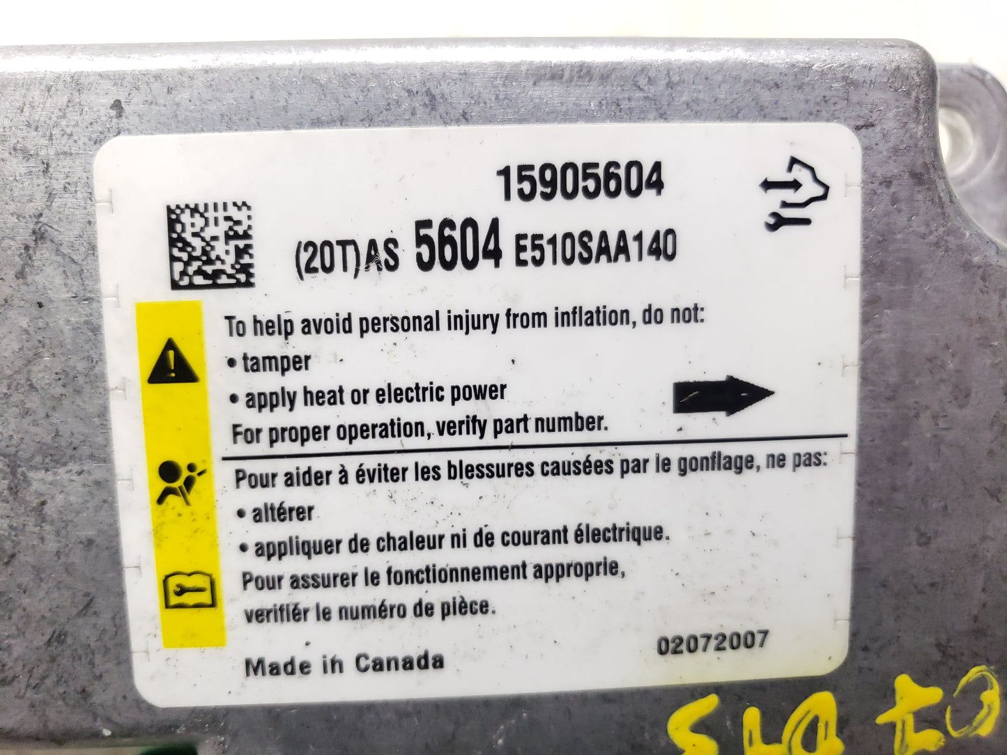 07 - 11 Cadillac DTS Air Bag SRS Control Module OEM