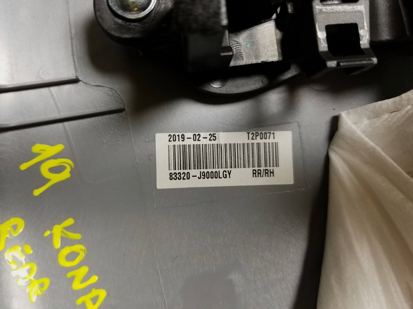 2019 Hyundai Kona Rear Passenger Door Panel OEM