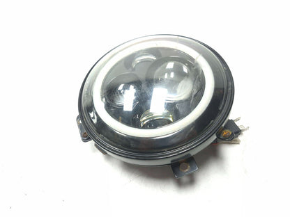 7" Led Projector Headlight W/halo Ring Drl Black Mounting Bucket Harley Davidson