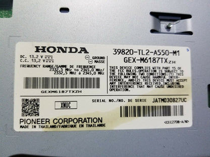 2010 Acura Tsx Satellite Radio Control Module OEM