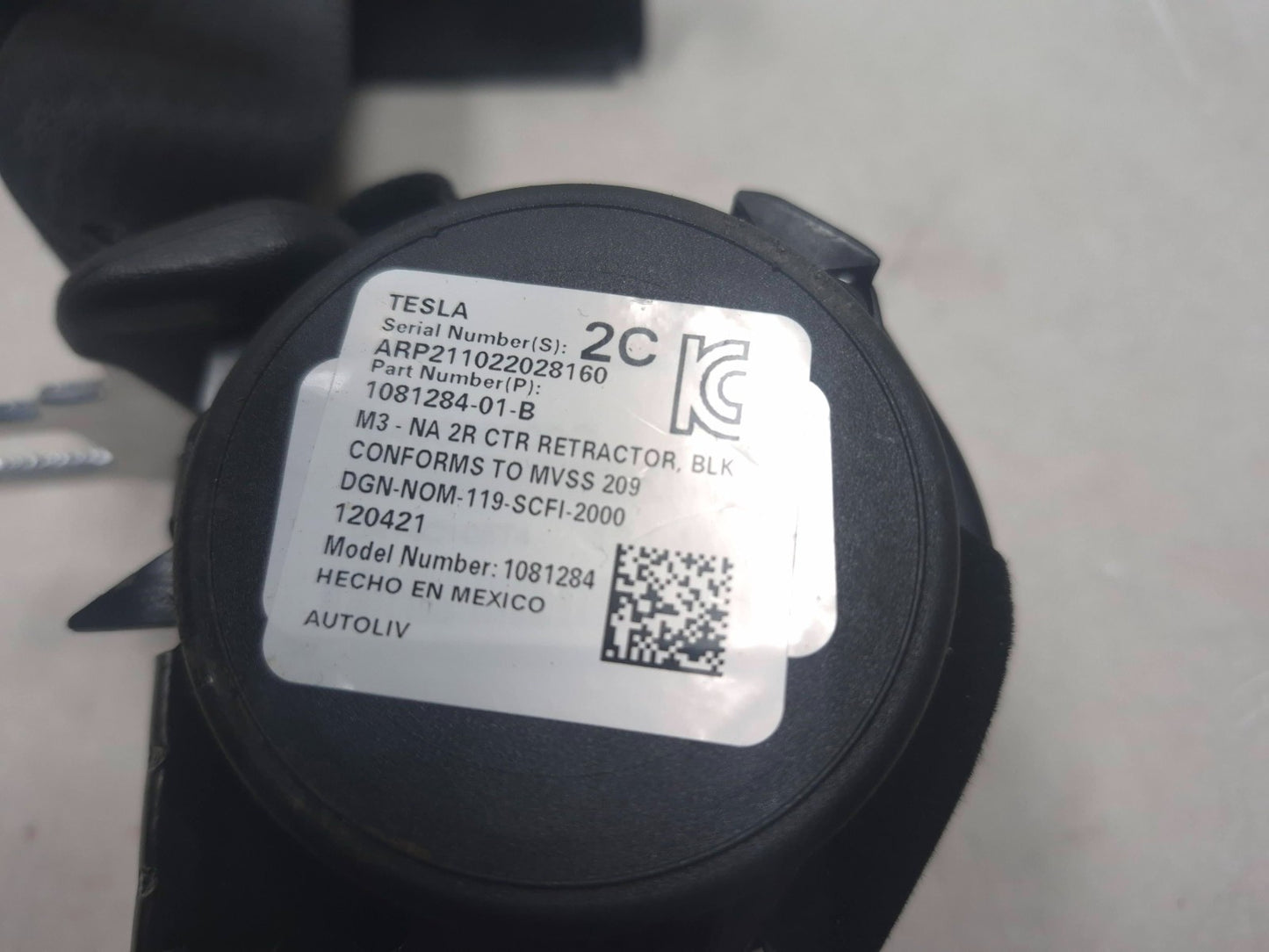 2021 Tesla Model 3 Rear Seat Belt Retractor OEM
