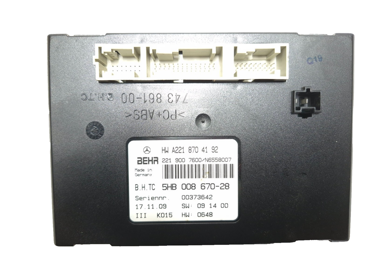 2010 Mercedes S400 HVAC Control Module OEM