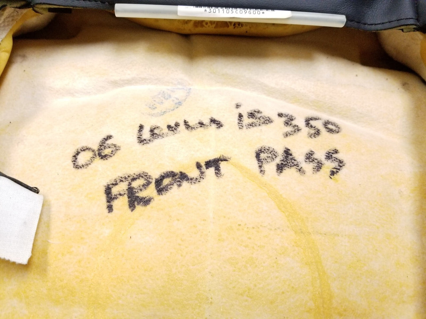 2006 Lexus Is350 Front Passenger Seat Backrest Upper Cushion OEM